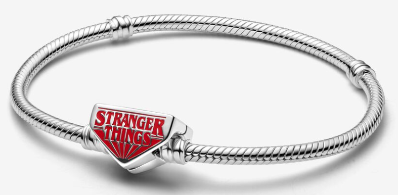 Brazalete Pandora Stranger Things Logo Plata y Rojo