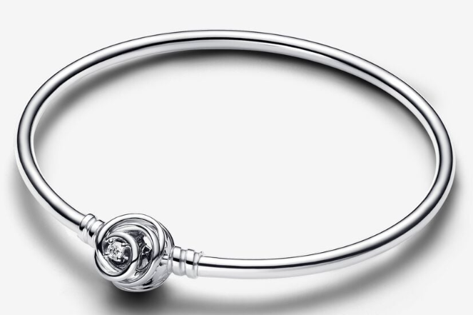[593229C01] Brazalete rígido Pandora Rosa Circonia Plata