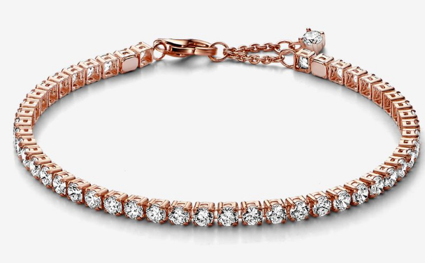 Brazalete Pandora Tenis Oro Rosa Circonias Blancas