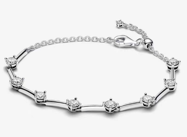 [593009C01] Brazalete Pandora Barras Circonias Plata