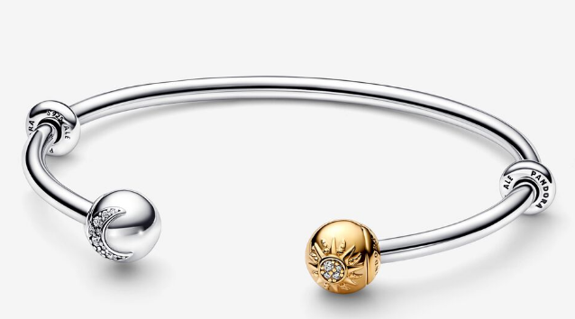 [562426C01] Brazalete Pandora Rígido Bicolor Sol y Pavé