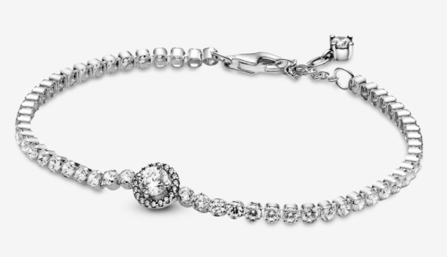 [599416C01] Brazalete Pandora tenis circonias halo plata
