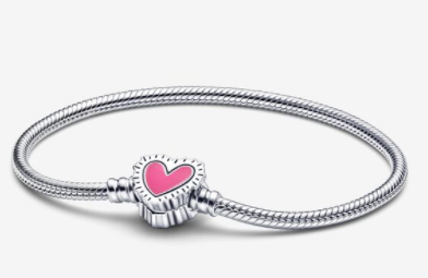 [592217C01] Brazalete Pandora Moments Corazón Esmalte Rosa