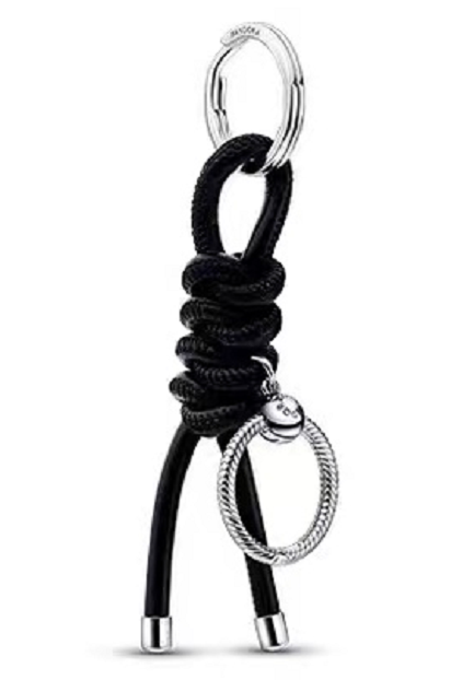 Brazalete llavero cordón negro trenzado Pandora