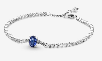 [590039C01] Brazalete Pandora Tenis Circonia Azul Oval
