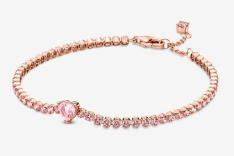 [580041C01] Brazalete Pandora Tenis Oro Rosa Circonias Rosas