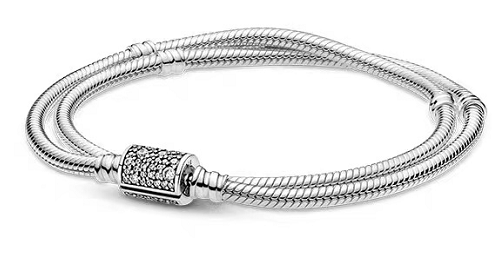 [599544C01] Brazalete Pandora doble vuelta broche pavé plata