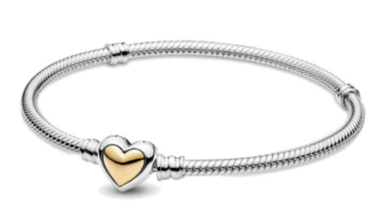 Brazalete Pandora Moments cadena corazón dorado