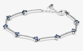 [599217C01] Brazalete Pandora barras circonias azules plata