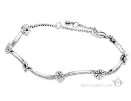 [598807C01] Brazalete Pandora margaritas pavé plata