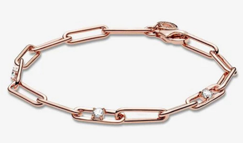 Brazalete Pandora ME Eslabones Oro Rosa y Circonias