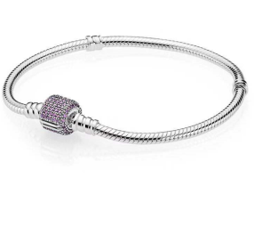 [B3] Brazalete Pandora Moments plata cierre redondo pavé rosa