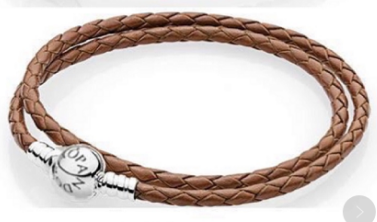 Brazalete Pandora Signature cordón trenzado café doble vuelta