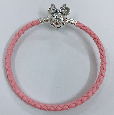 Brazalete Pandora cordón rosa Disney Minnie vuelta sencilla