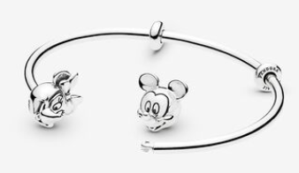 [B72] Brazalete abierto Pandora Disney Mickey Mouse plata