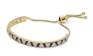 Brazalete Pandora Baño Dorado Chevrón Azul