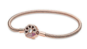 Brazalete Pandora Moments Disco Pavé Multicolor Oro Rosa