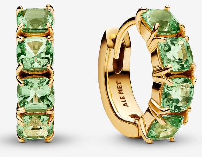 [263851C01] Aretes Pandora Aro Circonias Verdes Dorado
