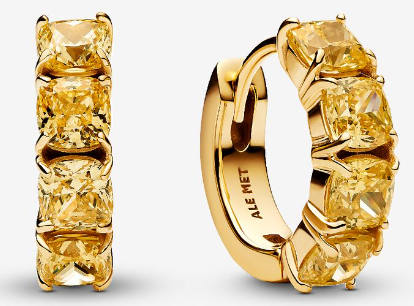[263851C02] Aretes Pandora Aro Circonias Amarillas Dorado