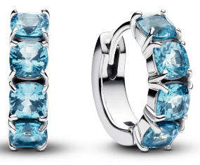[293851C01] Aretes Pandora Aro Circonias Cojín Aqua