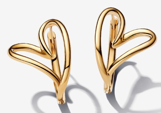 [263807C00] Aretes Pandora Corazón Abierto Línea Dorado