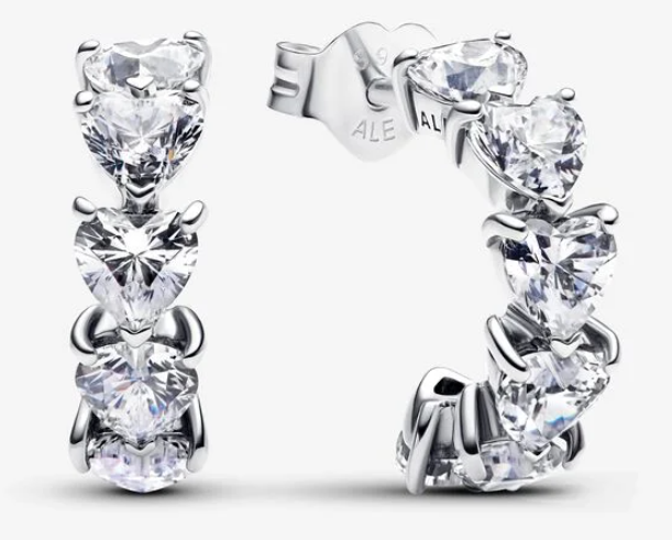 [293657C01] Aretes Pandora Aro de Corazones Circonia