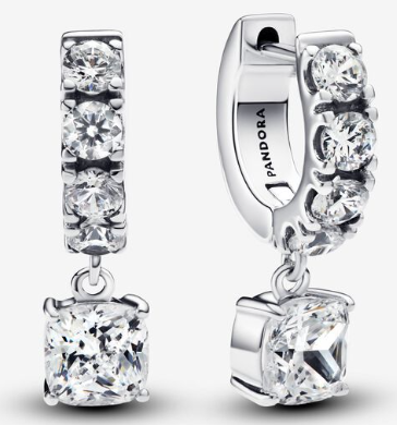 [293547C01] Aretes Pandora Aro con Dije Cuadrado