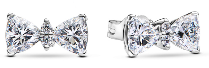 [293506C01] Aretes Pandora Moño Circonia Blanca Grande