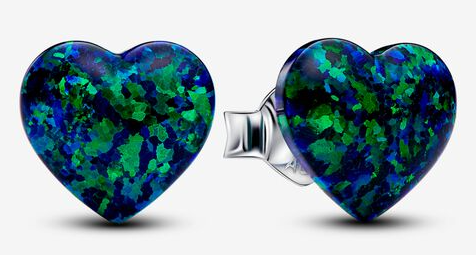 [293356C01] Aretes Pandora Corazón Ópalo Negro