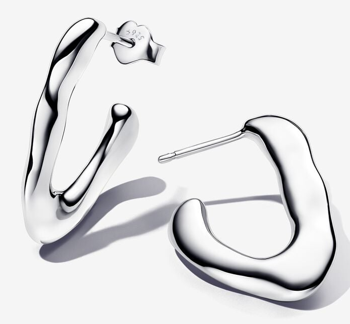 [293290C00] Aretes Pandora Aro Orgánico Asimétrico