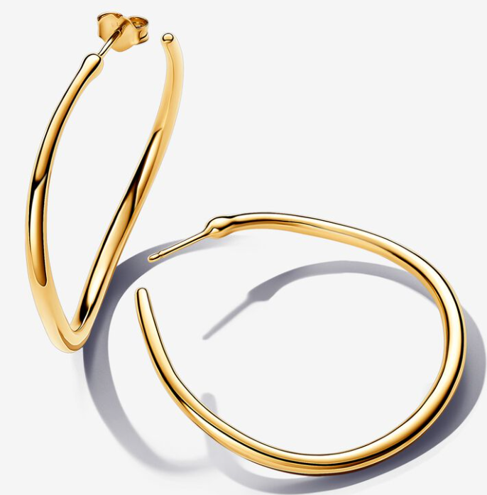 [263299C00] Aretes Pandora Aro Grande Fino Ovalado Dorado