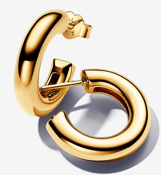 [263266C00] Aretes Pandora Aro Grueso Liso Dorado