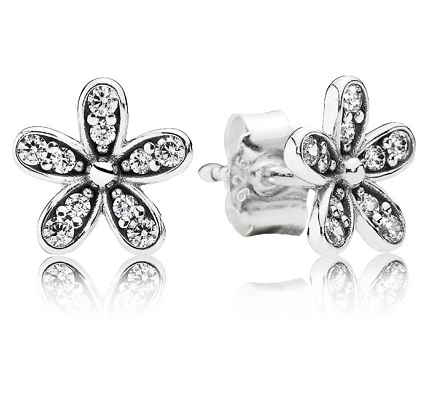 Aretes Pandora Margarita Pavé Circonia Plata