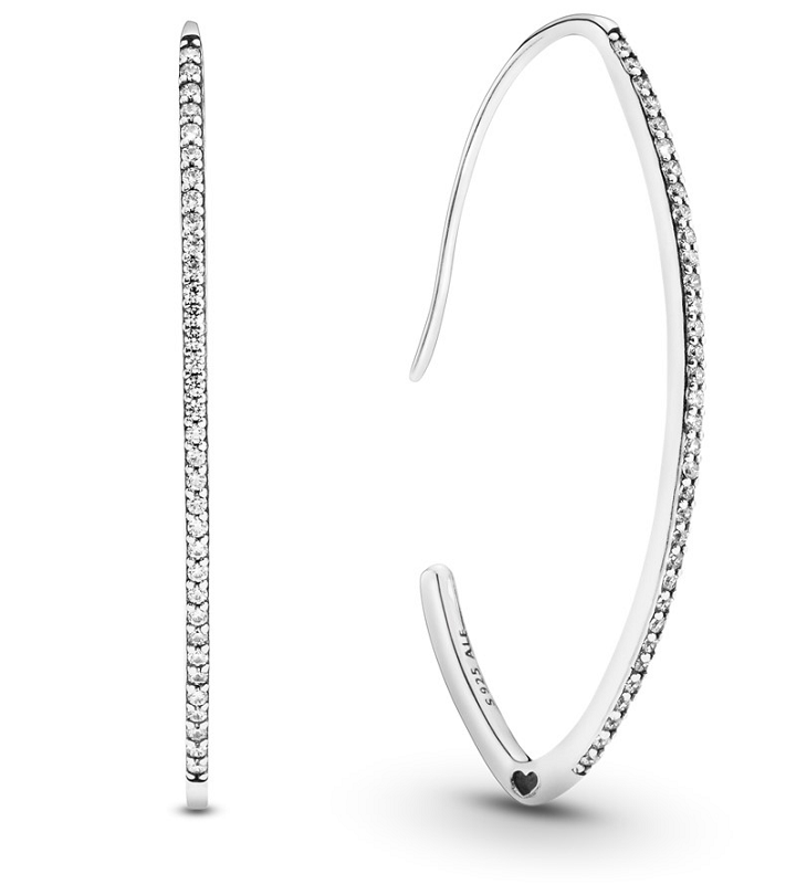 Aretes Pandora aro abierto pavé corazón pequeño