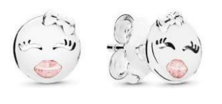 Aretes Pandora rostro guiño labios rosa