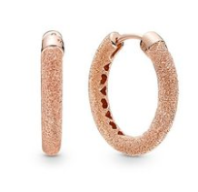 Aretes Pandora aro baño oro rosa texturizado