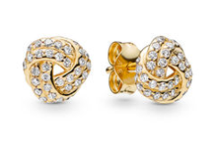 Aretes Pandora nudo pavé baño dorado