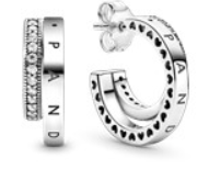 [EH-61] Aretes Pandora aro letras Signature pavé plata