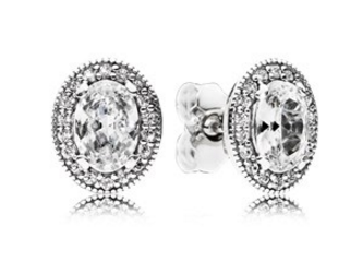 Aretes Pandora óvalo halo plata