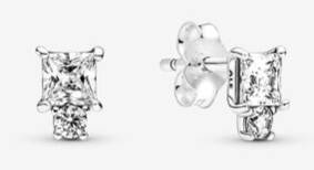 Aretes Pandora solitario circonia rectangular plata
