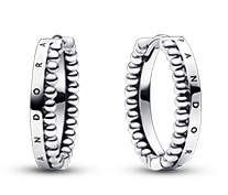 Aretes Pandora aro cuentas Signature plata