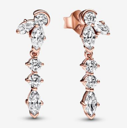 Aretes Pandora cascada circonias mixtas oro rosa
