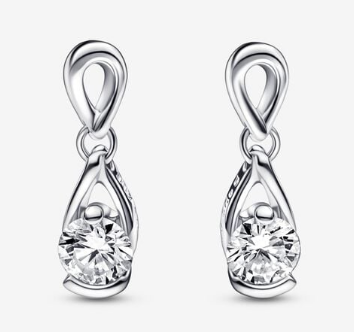 Aretes Pandora Colgante Gota Circonia Solitaria Plata