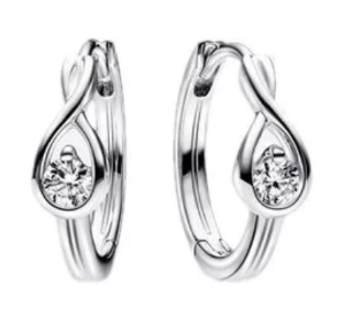 Aretes Pandora Aro Infinito Circonia Solitaria Plata