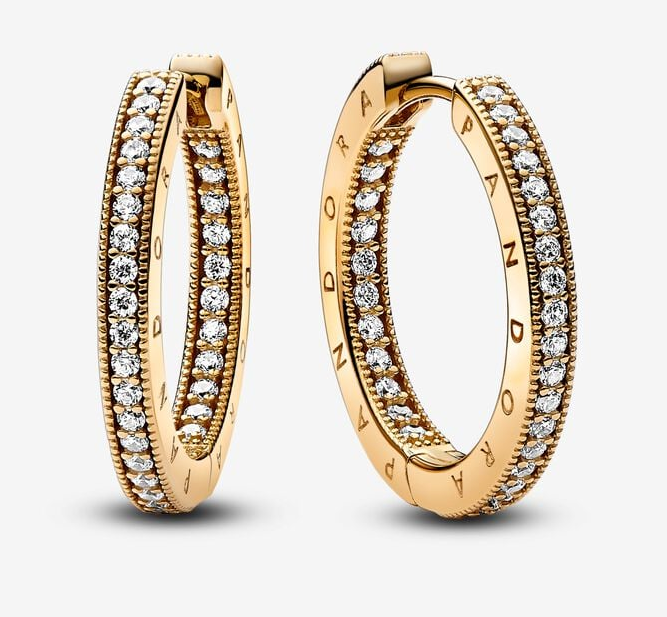 [EH-300] Aretes Pandora aro Signature pavé completo dorado