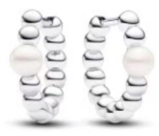 Aretes Pandora aro de bolitas perla blanca