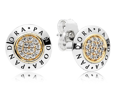 [EH-103] Aretes Pandora Signature logo pavé dorado