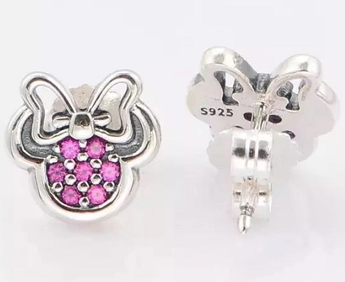 [EH-107] Aretes Pandora Disney Minnie pavé rosa