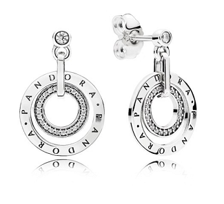 [EH-110] Aretes Pandora Signature doble aro colgante