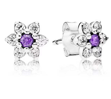 Aretes Pandora flor circonia púrpura centro